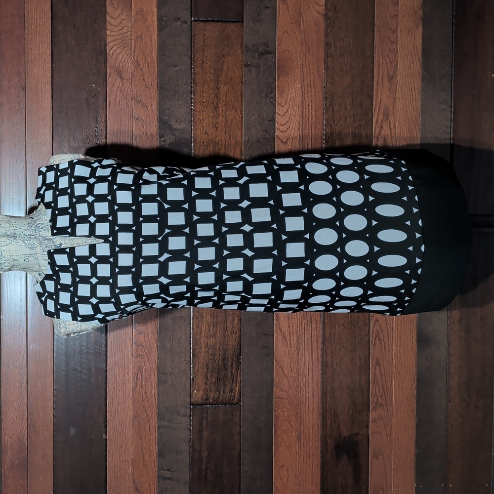 Studio I Black and Cream Map Print Dress